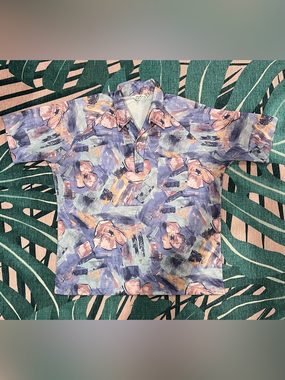 Vintage Lilly Dache Abstract Watercolor 1/4 Pullover Shirt